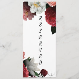 Elegant Burgundy och Rosa Reserverad stol Underskr Meny