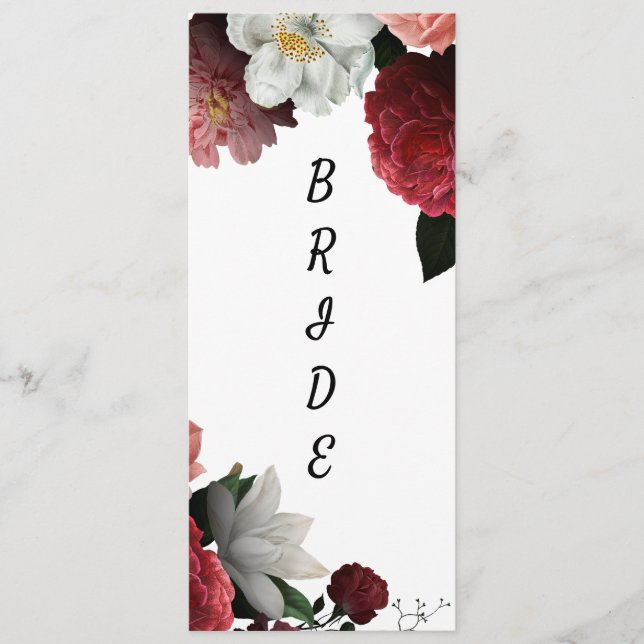 Elegant Burgundy och Rosa Reserverad stol Underskr Meny (Framsida)