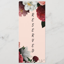 Elegant Burgundy och Rosa Reserverad stol Underskr Meny