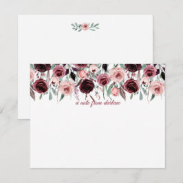 Elegant Burgundy och Rosa Watercolor Ro | Anteckningskort