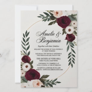 Elegant Burgundy och Rosaktig Blommig Bröllopsinbj