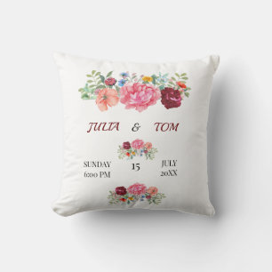 Elegant Burgundy och Rosy Blommigt Kudde