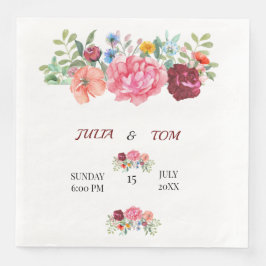 Elegant Burgundy och Rosy Blommigt Pappersservett