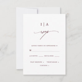 Elegant Burgundy och White Monogram Bröllop OSA Kort