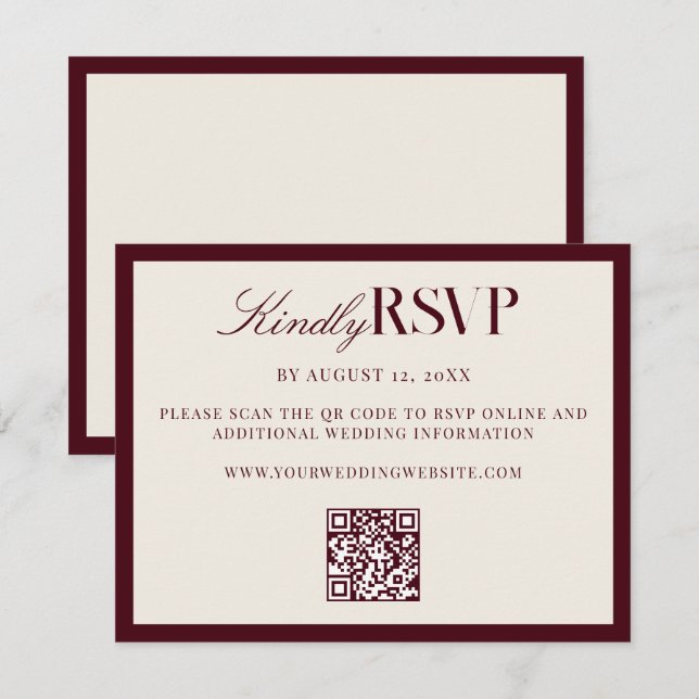 Elegant Burgundy Old Money Wedding OSA Kort (Fram/baksida)