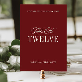 Elegant Burgundy Old Money Wedding Table Number Bordsnummer