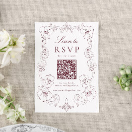 Elegant Burgundy Omsorgsfullt Utformad Blommig QR- OSA Kort