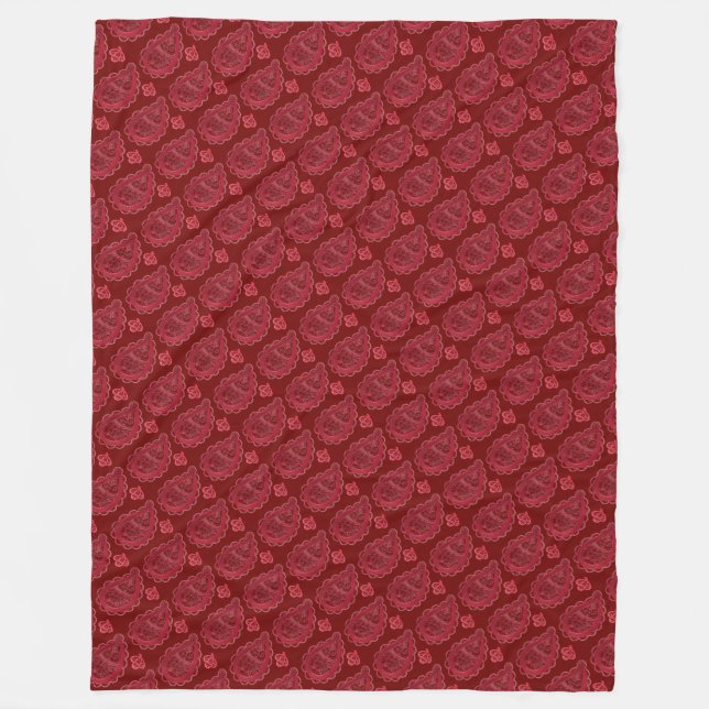 Elegant Burgundy Paisley Mönster Fleecefilt (Framsidan)