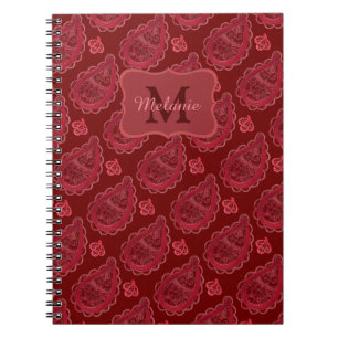 Elegant Burgundy Paisley Mönster Personlig Anteckningsbok
