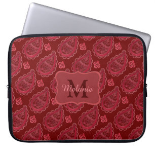 Elegant Burgundy Paisley Mönster Personlig Laptop Fodral