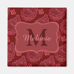 Elegant Burgundy Paisley Mönster Personlig Magnet