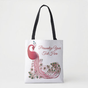Elegant Burgundy Peacock Personlig Tygkasse