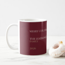 Elegant Burgundy Personalized Family Christmas Mug Kaffemugg
