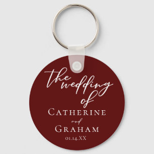Elegant Burgundy Personlig Bröllop Nyckelring