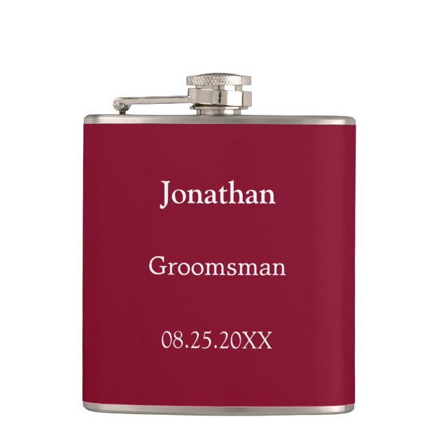 Elegant Burgundy Personlig Groomsman-kolv Fickplunta (Framsidan)