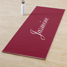Elegant Burgundy Personlig Namn Yoga Mat
