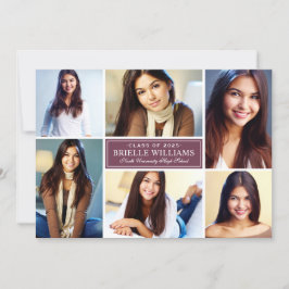 Elegant Burgundy Photo Collage Studentfest Inbjudningar