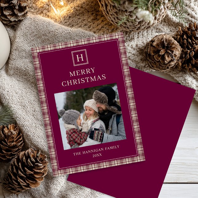 Elegant Burgundy Play God jul Family Julkort (Skapare uppladdad)