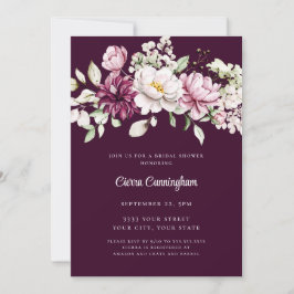 Elegant Burgundy Plum Blommigt Möhippa Inbjudningar