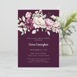Elegant Burgundy Plum Blommigt Möhippa Inbjudningar