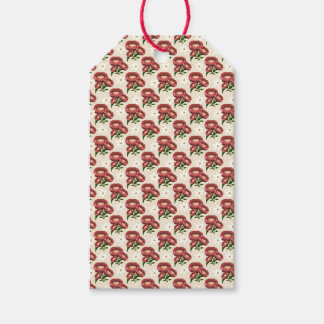 Elegant Burgundy Poppy and White Daisy Floral Patt Presentetikett