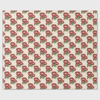 Elegant Burgundy Poppy and White Daisy Floral Patt Presentpapper