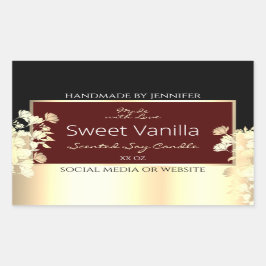 Elegant Burgundy Product Labels Blommigt Guld Ram Rektangulärt Klistermärke