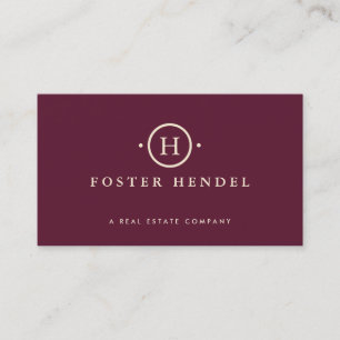 Elegant Burgundy Professionell Monogram Visitkort