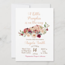 Elegant Burgundy Pumpkin Baby Shower-inbjudan