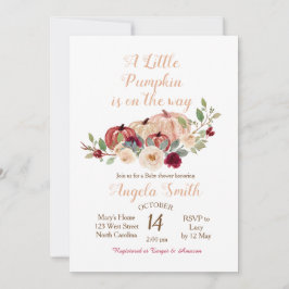 Elegant Burgundy Pumpkin Baby Shower-inbjudan Inbjudningar