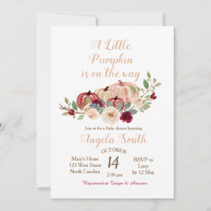 Elegant Burgundy Pumpkin Baby Shower-inbjudan Inbjudningar