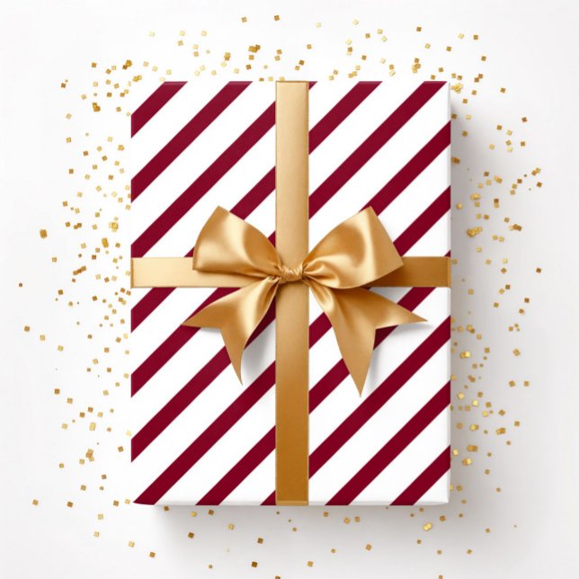 Elegant Burgundy Rand Presentpapper (Elegant Burgundy Stripes Wrapping Paper)