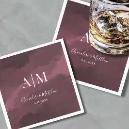 Elegant Burgundy Red Bröllop Pappersservett