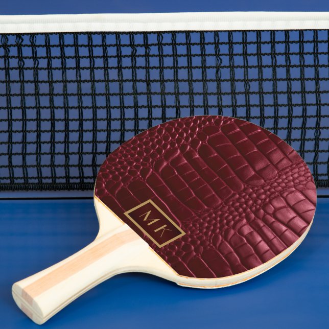 Elegant Burgundy Red Faux Crokodile Pingisracket (Insitu)