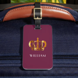 Elegant Burgundy Red Faux Guld Krona Bagagebricka