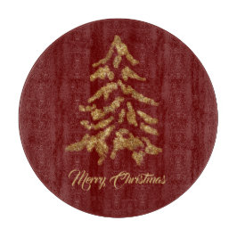 Elegant Burgundy Red Golden Träd God jul