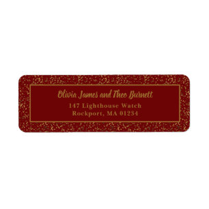 Elegant Burgundy Red Guld Return-adressetikett Returadress Etikett