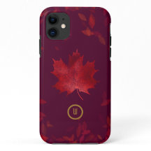 Elegant Burgundy Red och Guld Höst löv