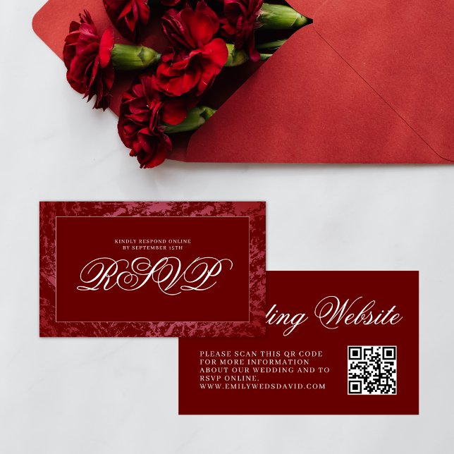 Elegant Burgundy Red QR-OSA Tilläggskort (Skapare uppladdad)