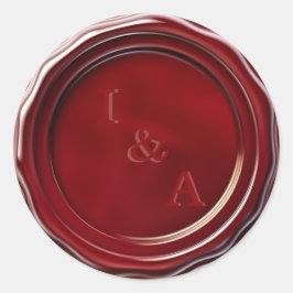 Elegant Burgundy Red Vax Seal Bröllop Runt Klistermärke