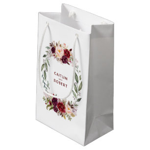Elegant Burgundy Red Watercolor Flowers Bröllop