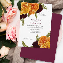 Elegant Burgundy Red Watercolor "MARIGOLD" Bröllop