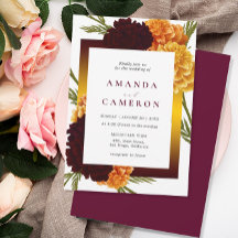 Elegant Burgundy Red Watercolor "MARIGOLD" Bröllop
