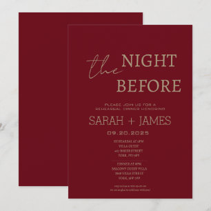 Elegant Burgundy Rehearsal Dinner Bröllop Inbjudningar