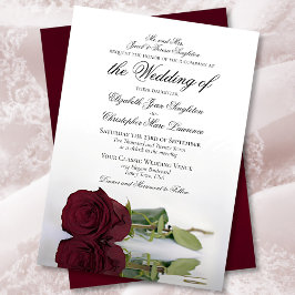 Elegant Burgundy Ro Formal Bröllop Inbjudningar