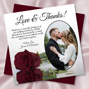 Elegant Burgundy Ro Oval Photo Bröllop Tack Kort