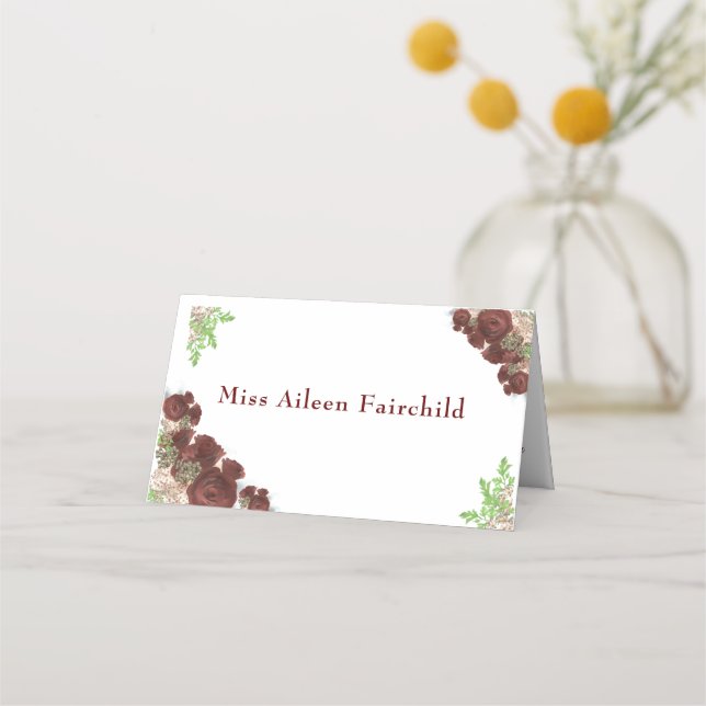 Elegant Burgundy Ro Placeringskort (Framsida)