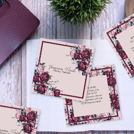 Elegant Burgundy Ro Square Affärskort Fyrkantigt Visitkort