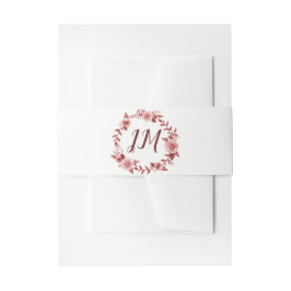 Elegant Burgundy Ro, utandningsmonogram Bröllop Band För Inbjudningskort