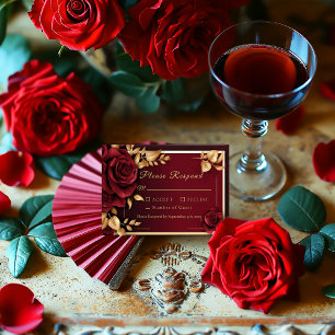 Elegant Burgundy Röd ros Flamenco Bröllop OSA Kort